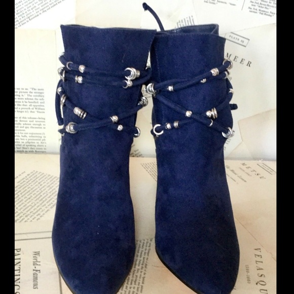 Free People Floral Heel Metal Bead Ankle Boot 9 - Picture 3 of 5